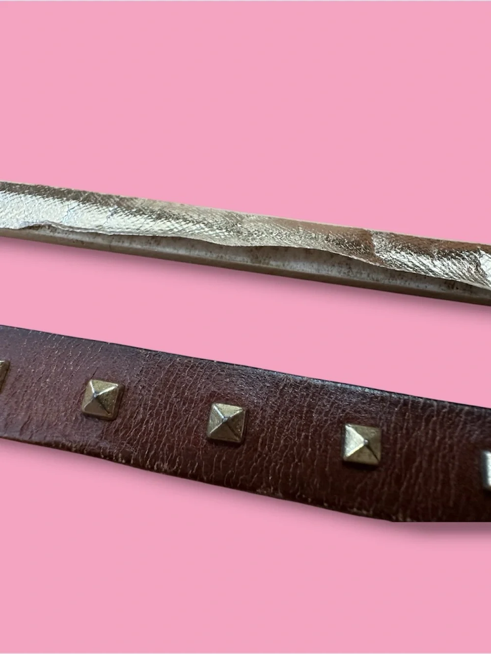 BUNDLE OF 2 Belts - Gold and GAP Brown Leather Skinny Belts